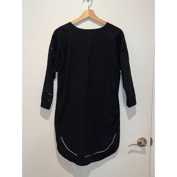 Seafolly Black Embroidered Tunic Cover-UP Dress Women's Size Medium - Picture 4 of 11